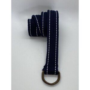 Kohl's Women's Woven Knit D Ring Belt Size 16 Blue White Stripes